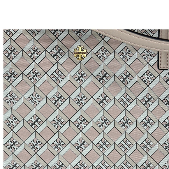 NWT Tory Burch Geo Logo Tote Zip Top Dusted Blush Pink Shoulder Bag Handbag - Picture 2 of 7